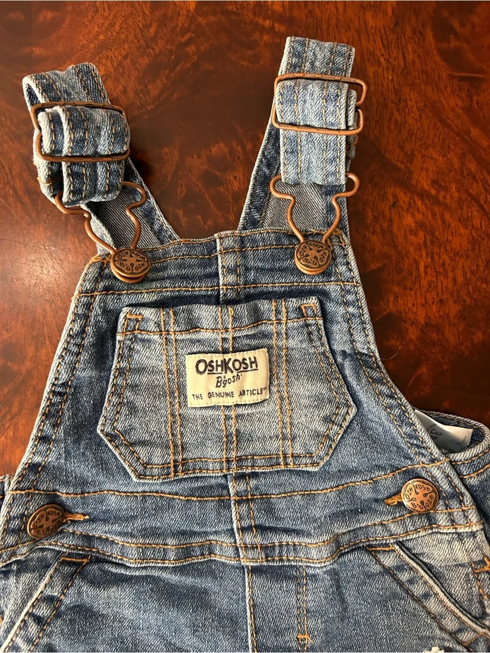 OshKosh B'gosh Girls Denim Overalls with Floral Embroidery 3 months